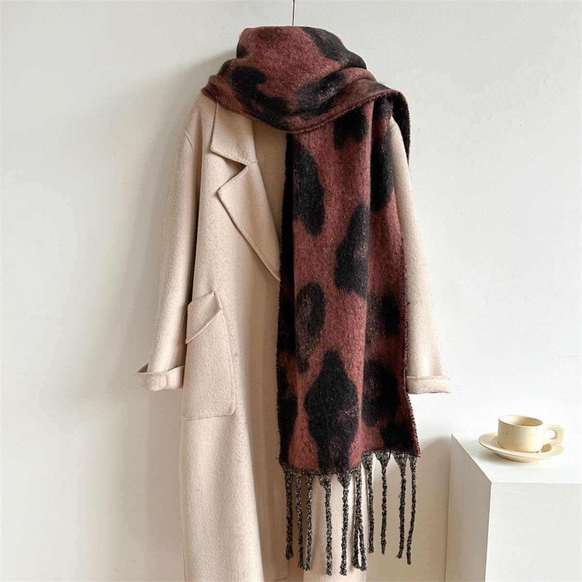 Leopard Jacquard All-Match Warm Scarf