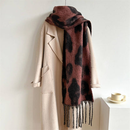 Leopard Jacquard All-Match Warm Scarf