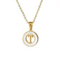 Circular Hollow Shell Initial Pendant Gold Plated Necklace: C