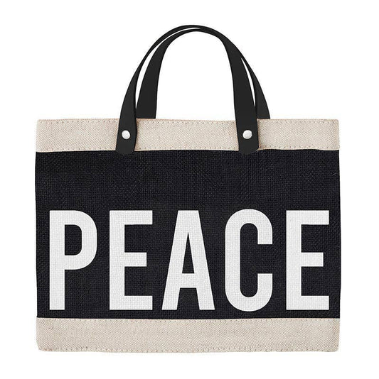 Santa Barbara Black Mini Market Tote - Peace