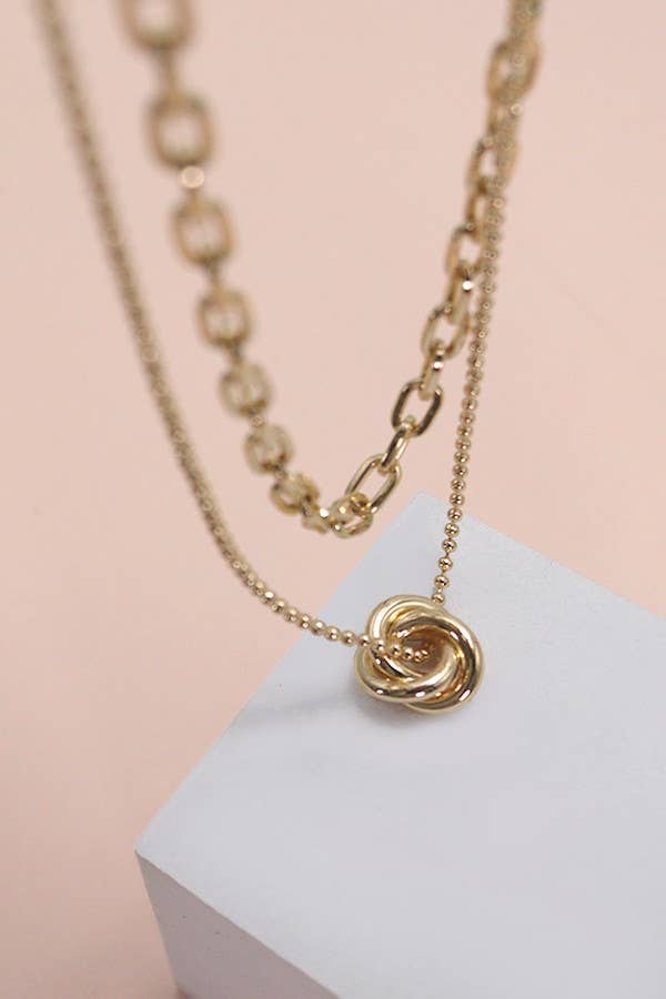 gold bud double layer necklace