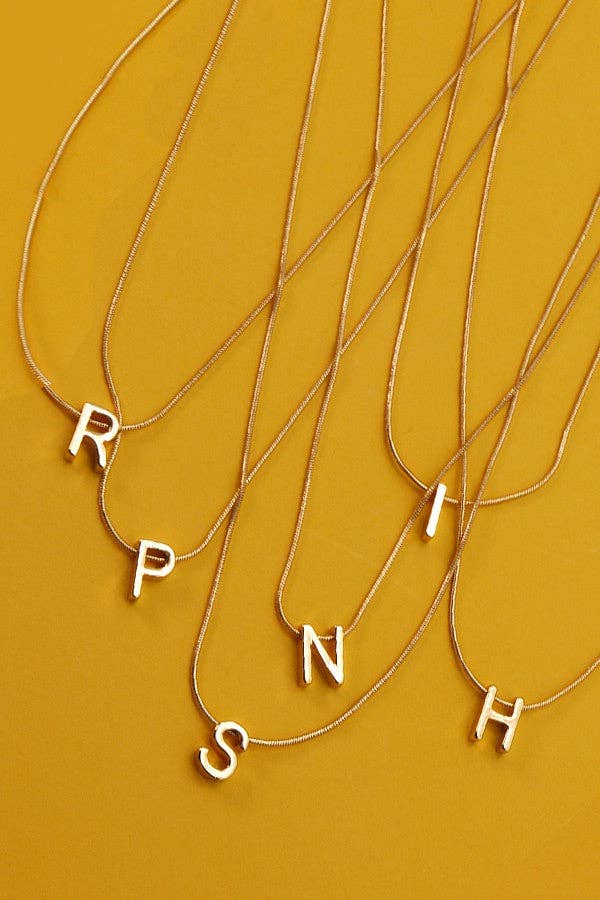 Snake Chain Initial Necklace |  D