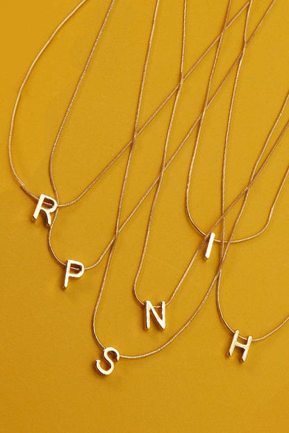 Snake Chain Initial Necklace |  D