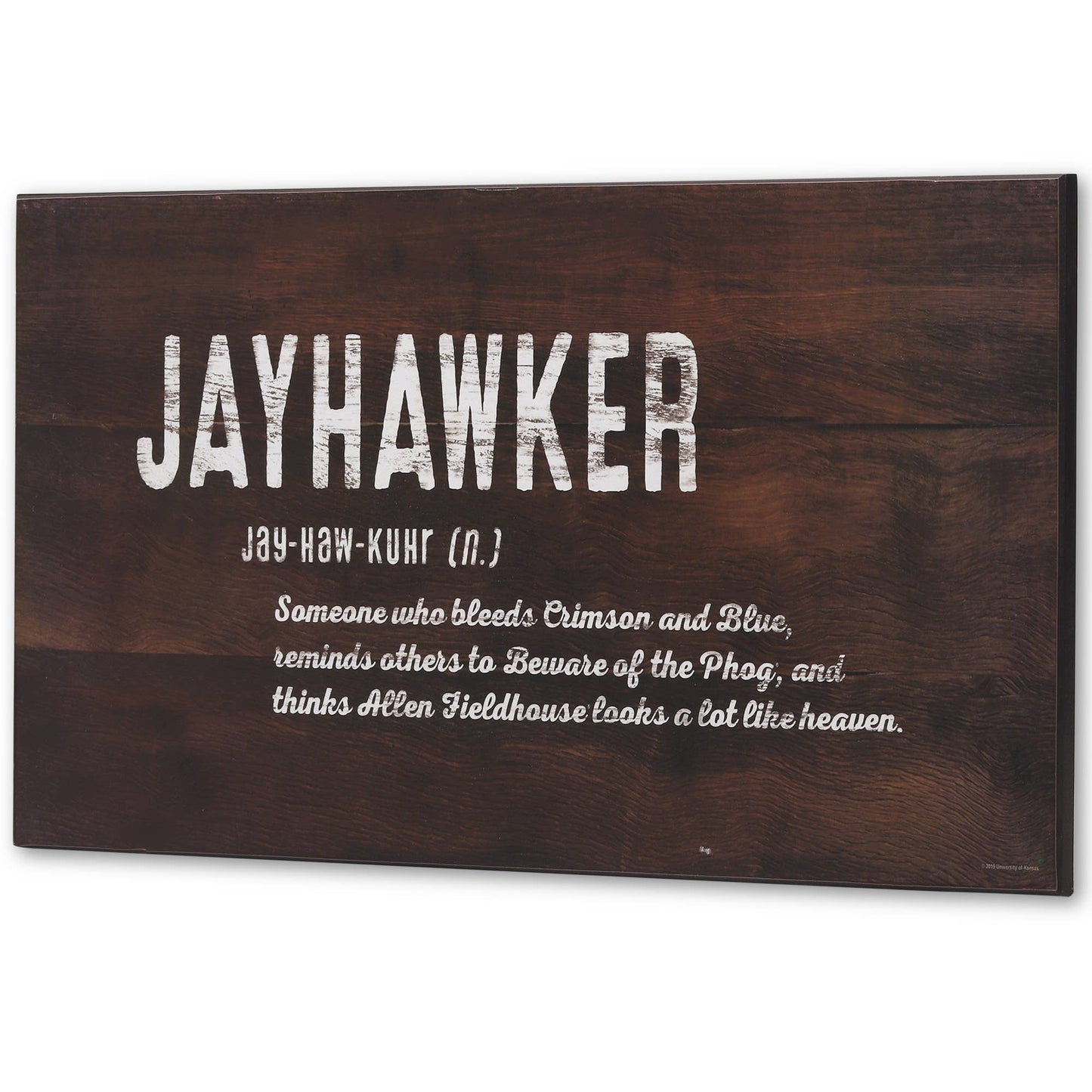 University of Kansas Jayhawker Definition Rustic Wood Sign