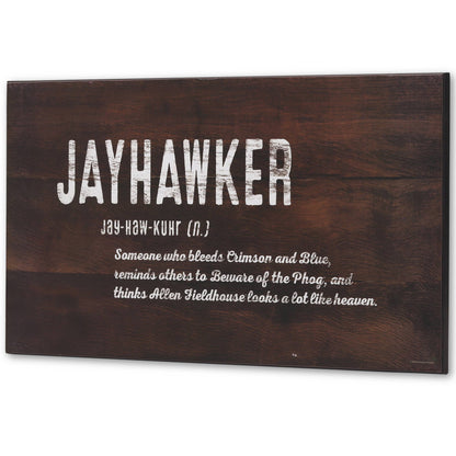 University of Kansas Jayhawker Definition Rustic Wood Sign