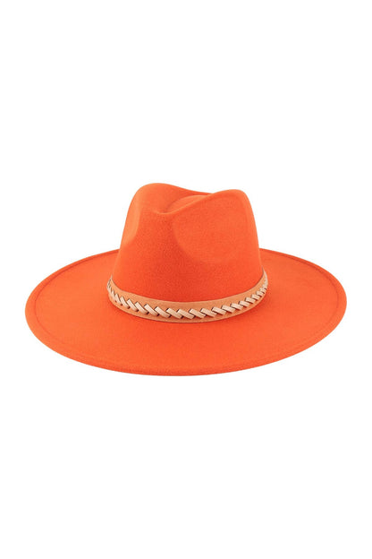 Felt Brim Hat With Leather Braided