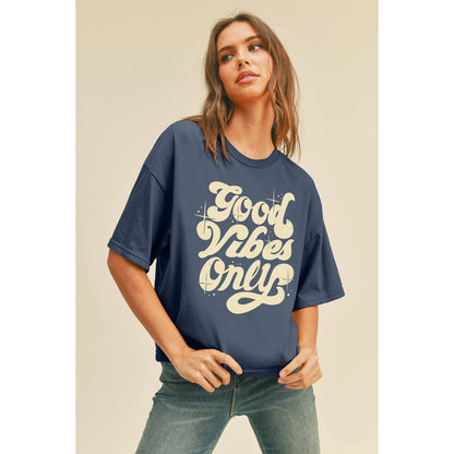 Good Vibes Only Boxy Tee: L, GOLDEN ROD