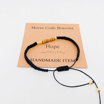 Handmade Wooden Beaded Morse Code Bracelets