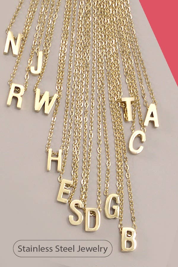 18K Stainless Steel Tarnish Free Initial Necklace