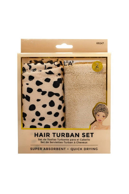 2pc Shower Hair Turban Set Cheetah/Beige