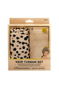 2pc Shower Hair Turban Set Cheetah/Beige