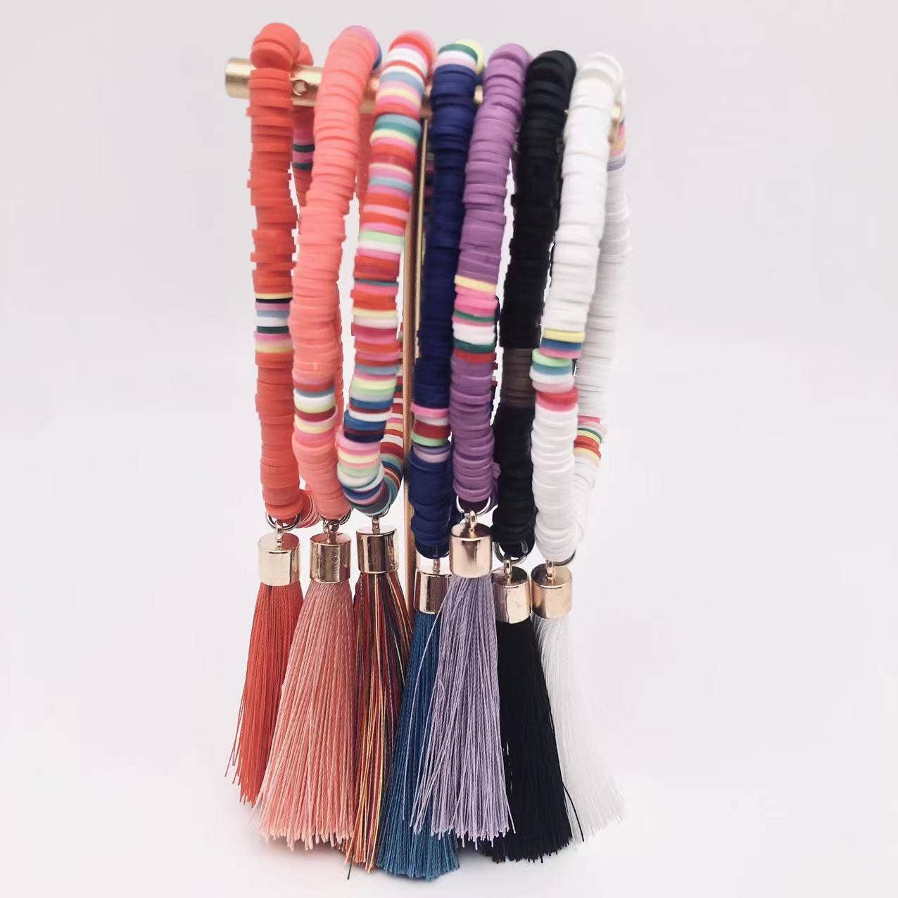 New Women Tassels Rainbow Beach Bracelets: White