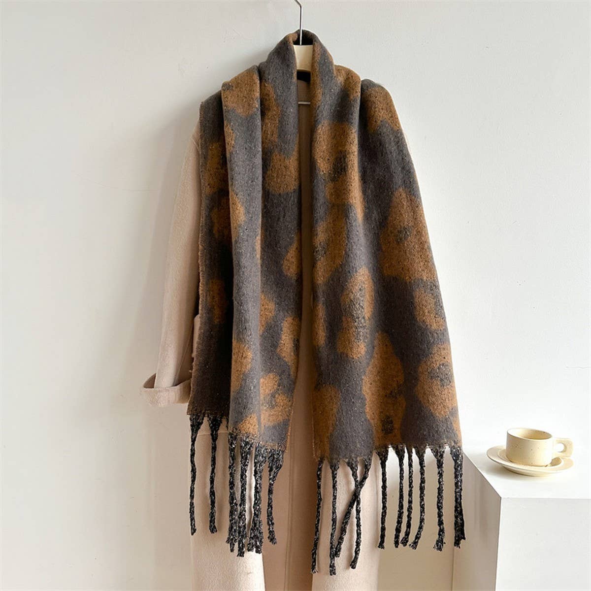 Leopard Jacquard All-Match Warm Scarf