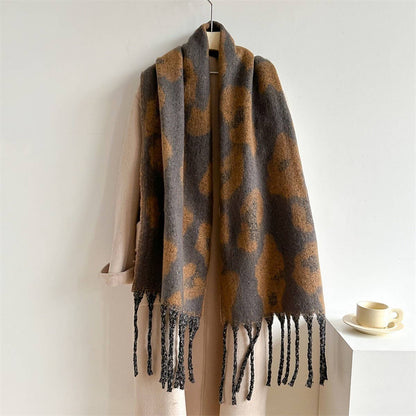 Leopard Jacquard All-Match Warm Scarf