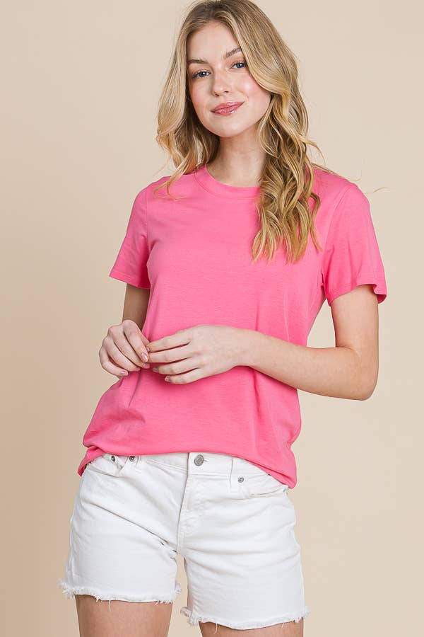 Crew Neck Short Sleeve Fitted Top: M, NEW OLIVE