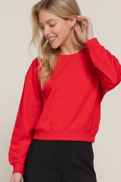 Long Sleeve Round Neck Crop Sweatshirt