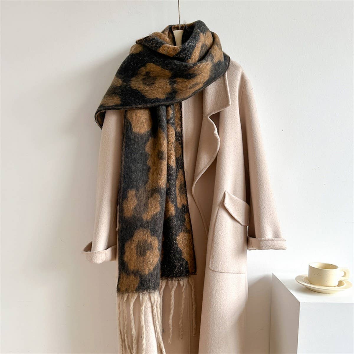 Leopard Jacquard All-Match Warm Scarf