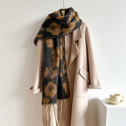 Leopard Jacquard All-Match Warm Scarf