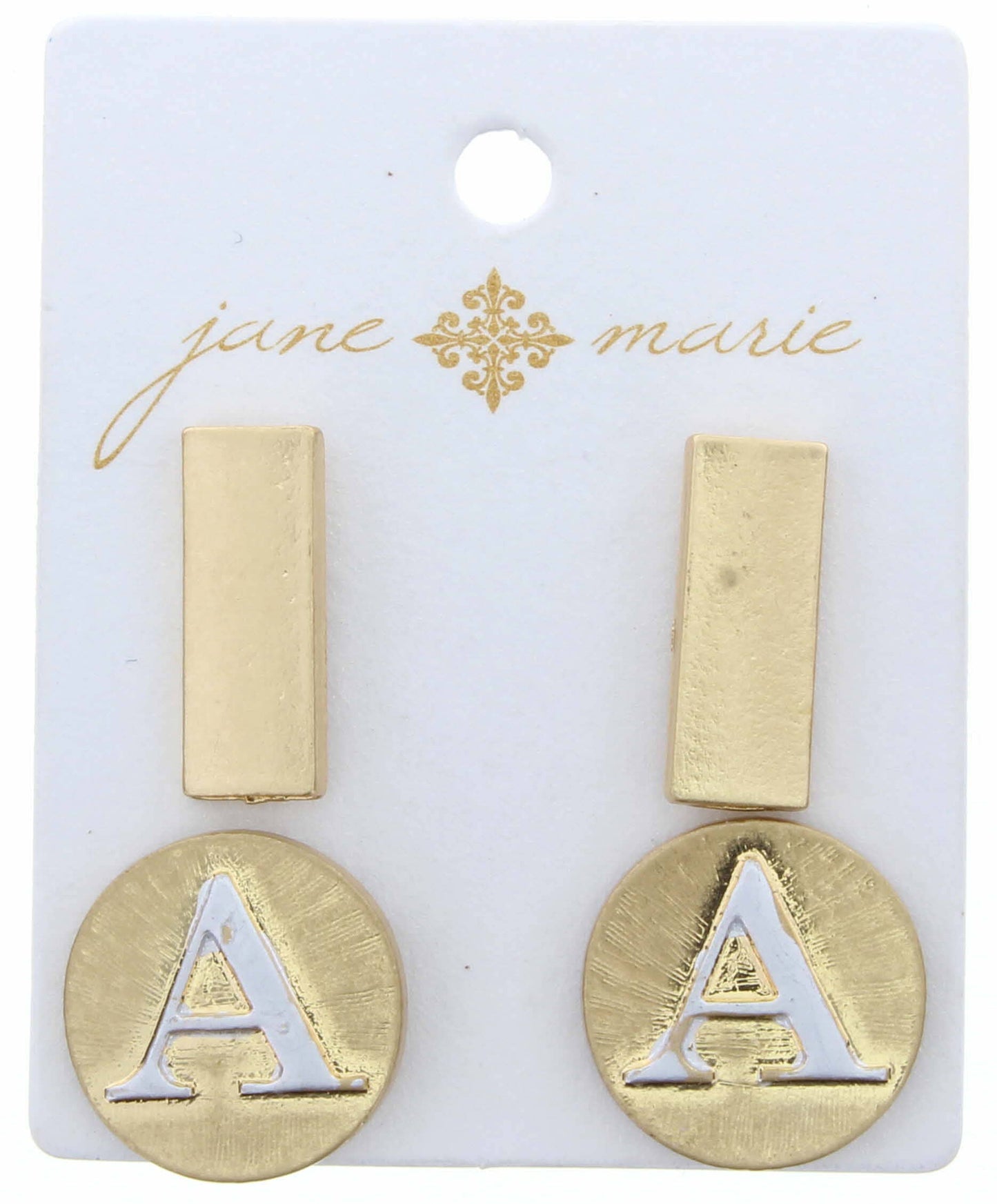 Stud "A" Set, 2-Tone Disc and Gold Rectangle Earring