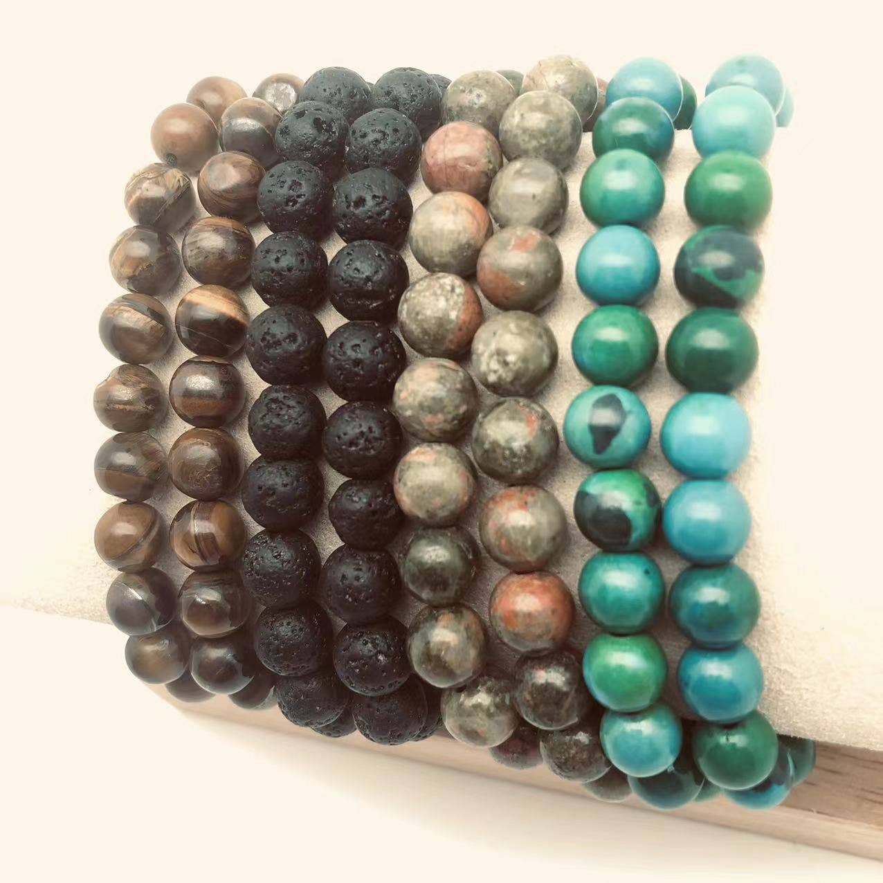 8MM Elastic Natural Stone Bracelets: Indian agate