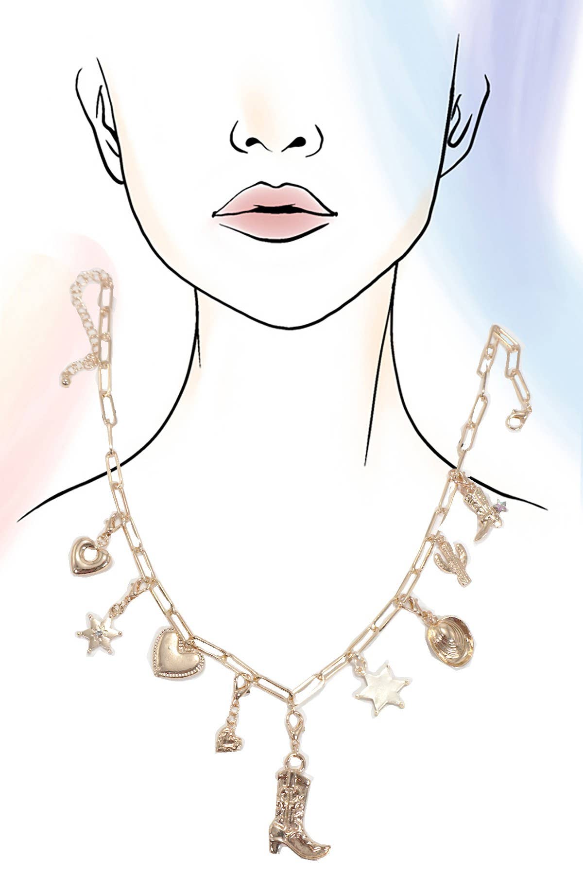 inter chan able western boot charm necklace