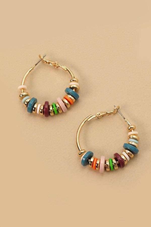 Disc Beads Hoop Earrings | 71E22600