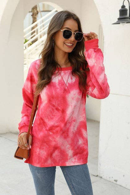 Women's Tie Dye Color Block Sweatshirt