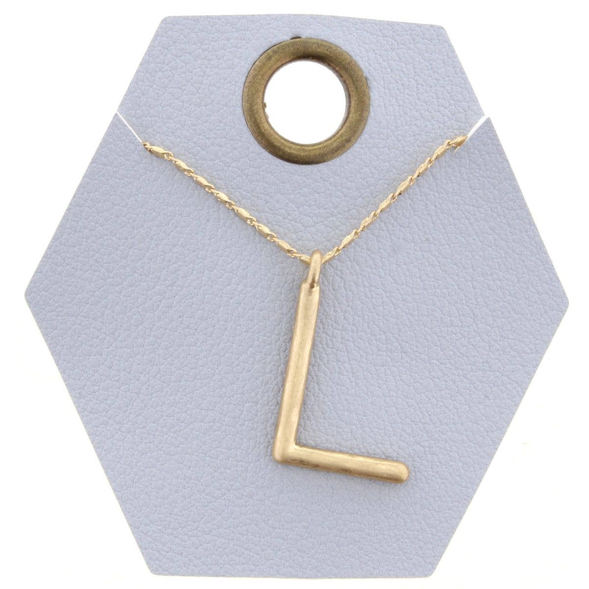 16" Gold Chain Necklace, Initial "L", 3" Ext.