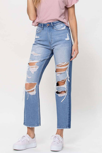 90'S VINTAGE SUPER HIGH RISE STRAIGHT JEANS T5423