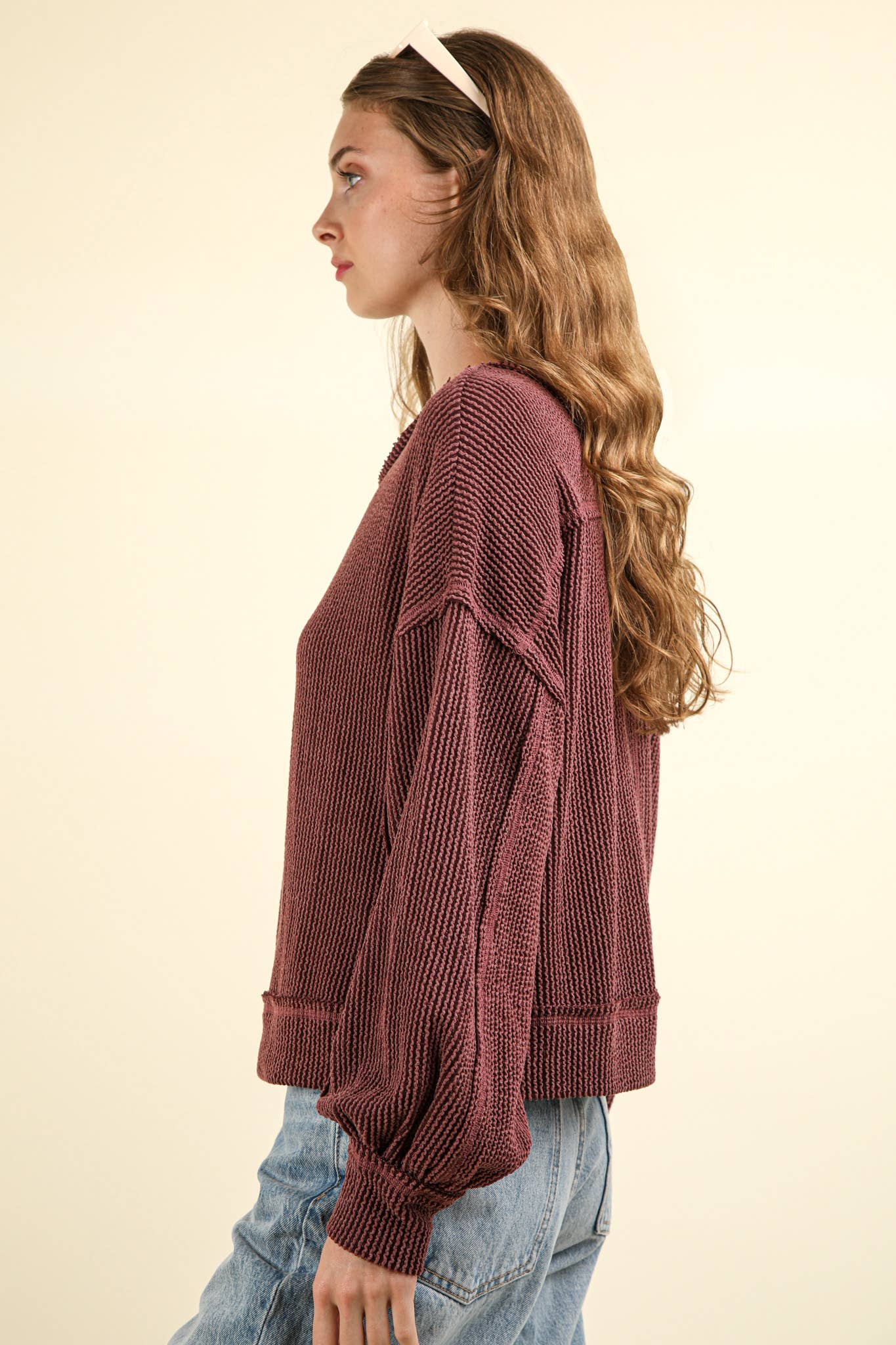 Two Tone Otto Ribbed Oversized Soft Top