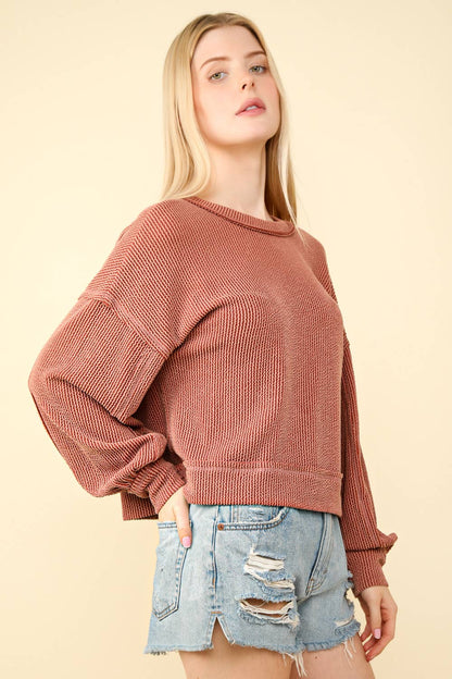 Two Tone Otto Ribbed Oversized Soft Top