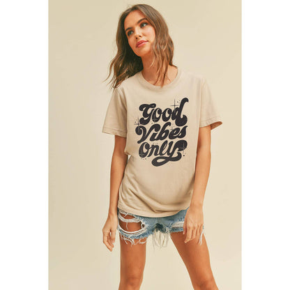 Good Vibes Only Graphic Tee: M, FRENCH NAVY