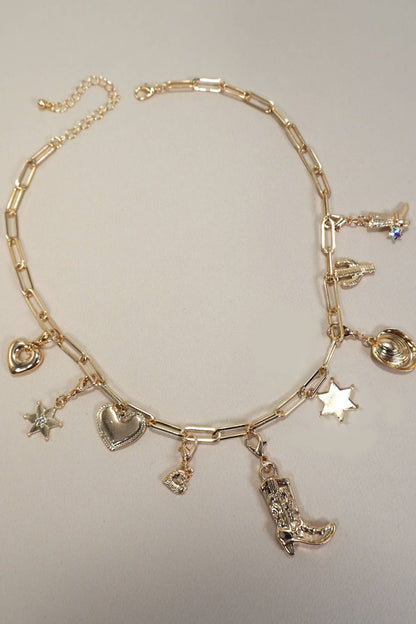 inter chan able western boot charm necklace