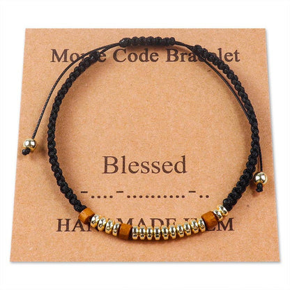 Handmade Wooden Beaded Morse Code Bracelets
