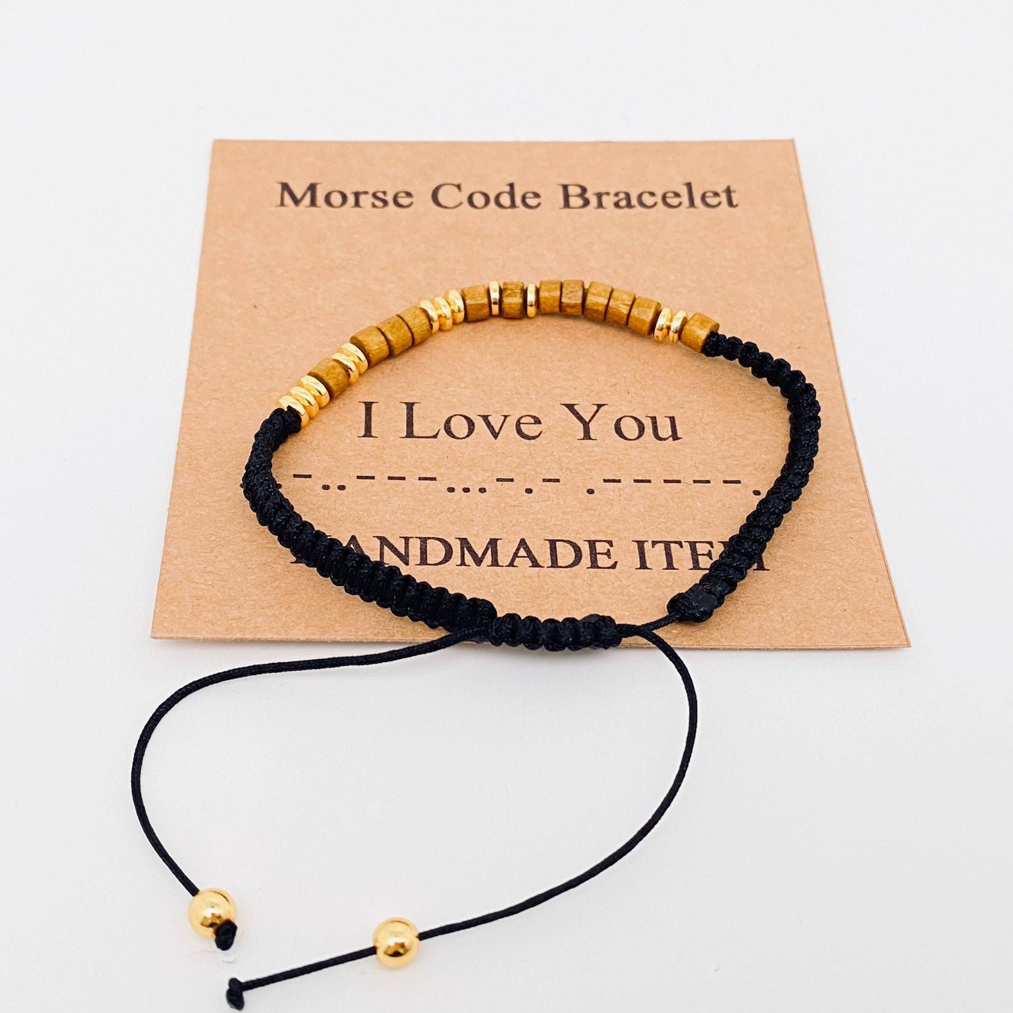 Handmade Wooden Beaded Morse Code Bracelets