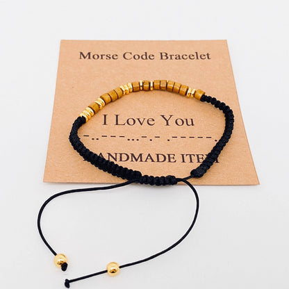 Handmade Wooden Beaded Morse Code Bracelets
