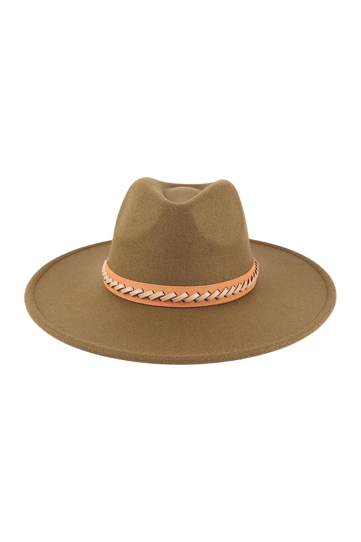 Felt Brim Hat With Leather Braided