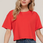 Short Sleeve Crew Neck Oversize Crop Cotton Knit Tee