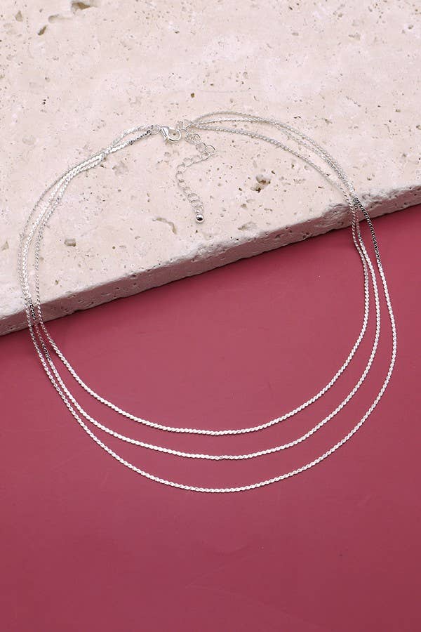 Triple Layer Thin Flat Chain Necklace | 47N19403
