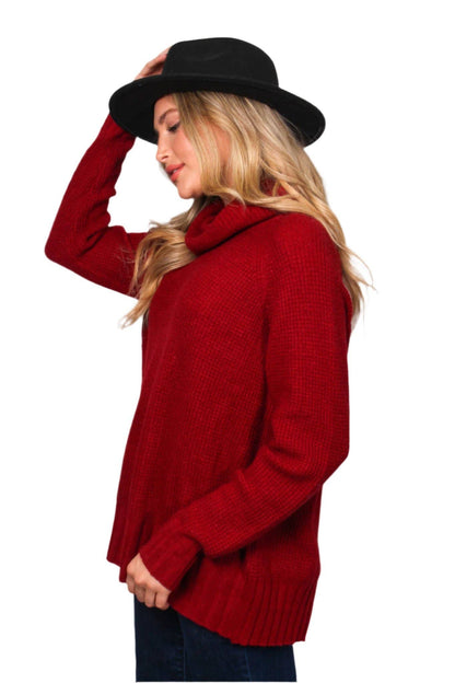Women's High Neck Long Sleeves Knit Sweater