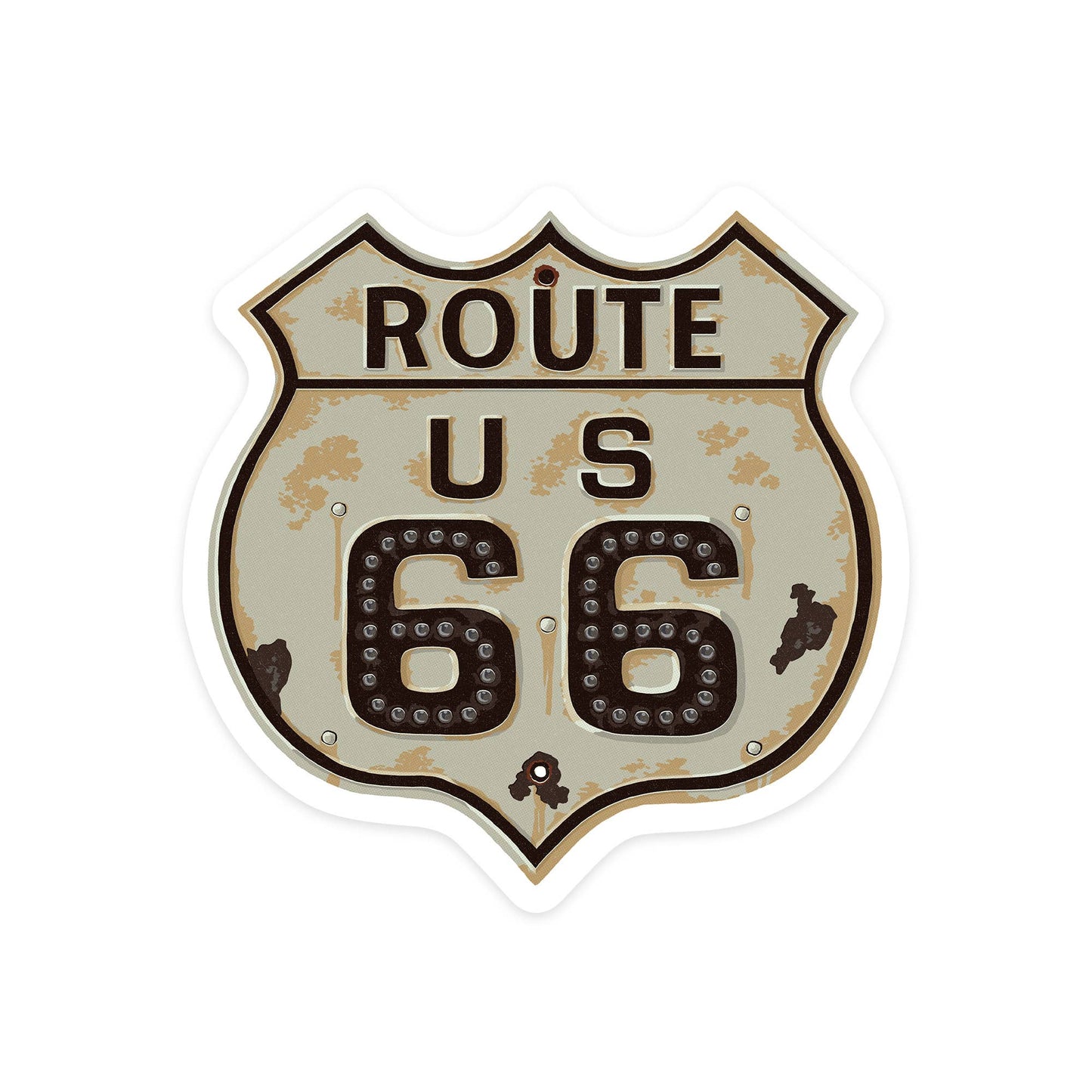 Vinyl Sticker Route 66 Sign, Letterpress
