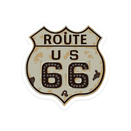 Vinyl Sticker Route 66 Sign, Letterpress
