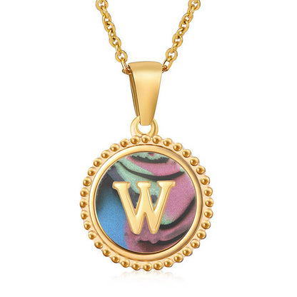 Round Colorful Shell Letter Necklace