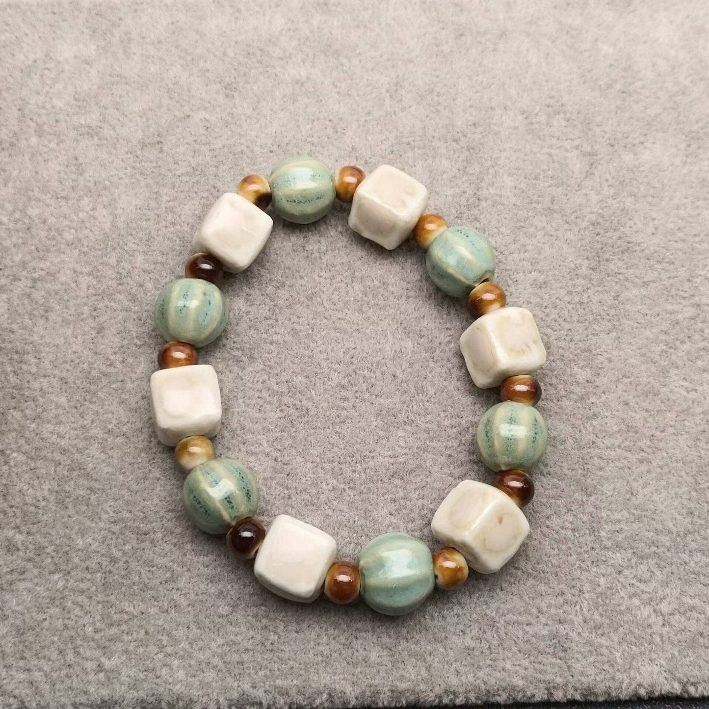Multi-style Handmade Ceramic Beaded Elastic Rope Bracelet