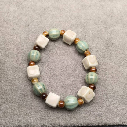 Multi-style Handmade Ceramic Beaded Elastic Rope Bracelet