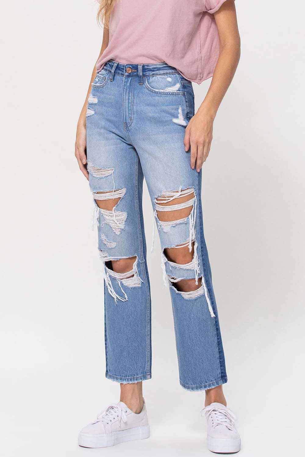 90'S VINTAGE SUPER HIGH RISE STRAIGHT JEANS T5423