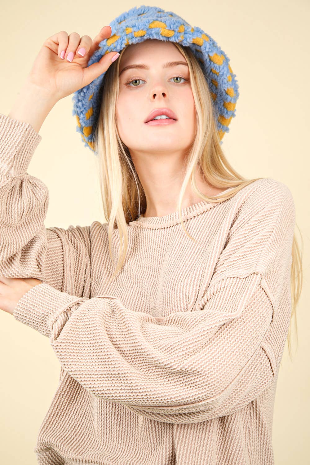 Two Tone Otto Ribbed Oversized Soft Top
