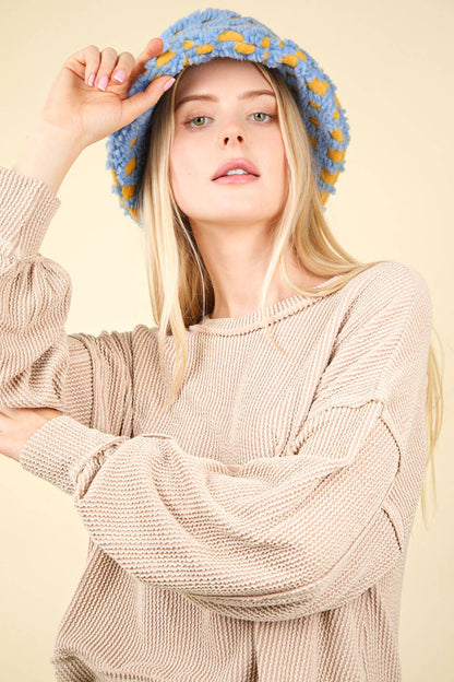 Two Tone Otto Ribbed Oversized Soft Top