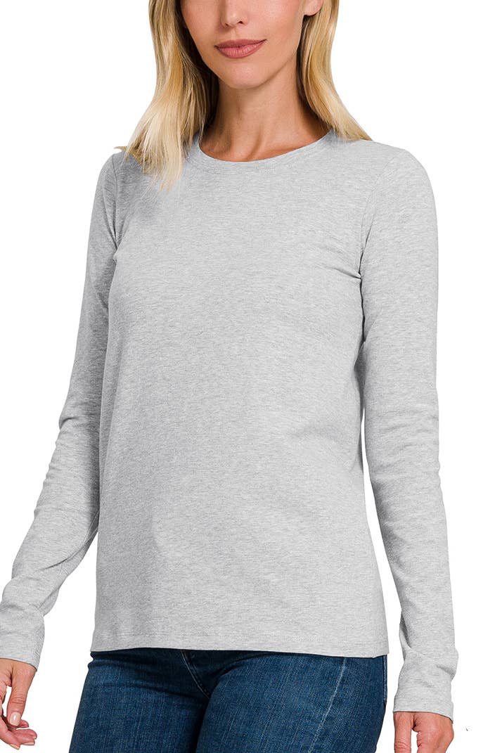 Cotton Crew Neck Long Sleeve T-shirt