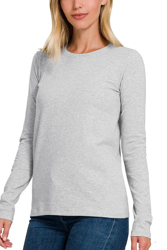 Cotton Crew Neck Long Sleeve T-shirt